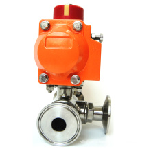 3 Way  SS316 L/T Type Pneumatic Actuator Sanitary  Water Gas Ball Valve